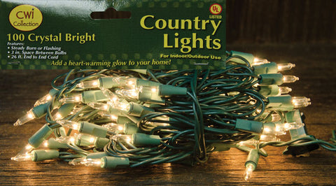 Country Light Strand, Green Cord, 100ct