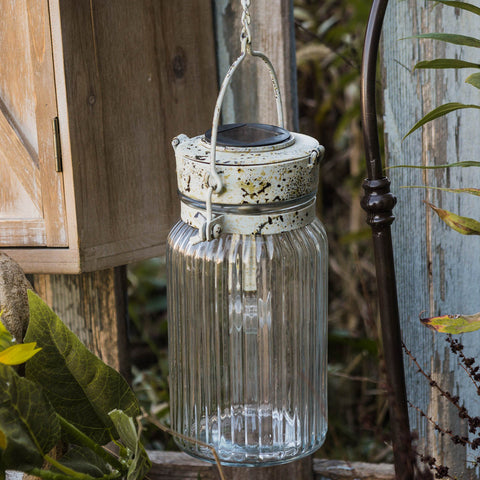 White Christie Pendant Lantern - Solar - 8.5"