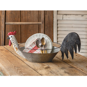 Galvanized Rooster Bowl