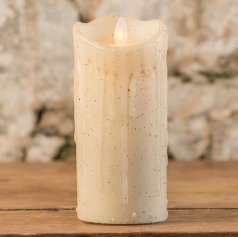 5" LINEN MOVING FLAME PILLAR CANDLE