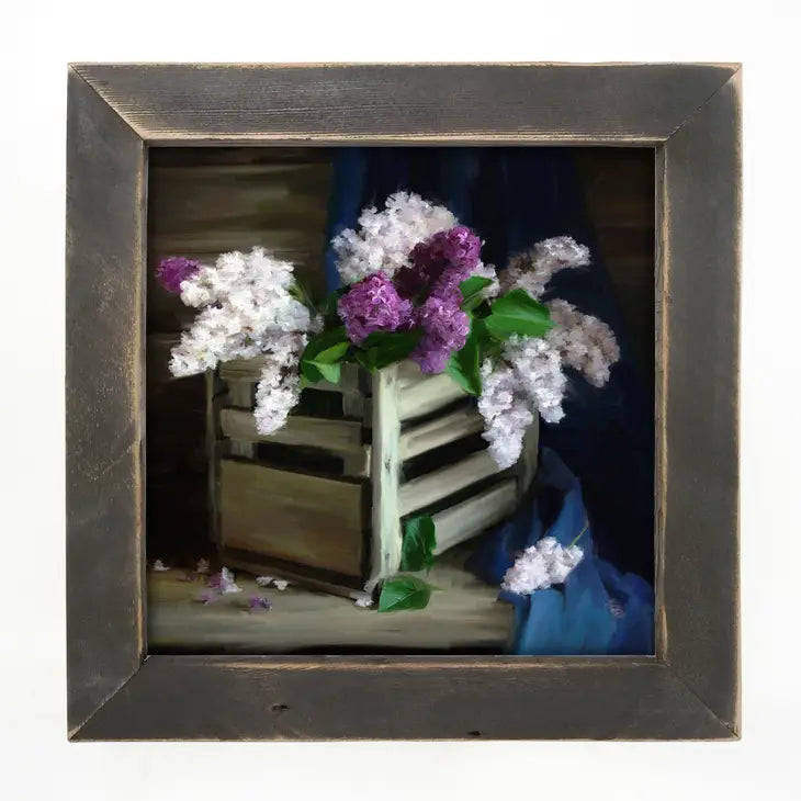 Lilacs In A Crate - Black Frame