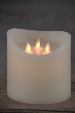 Cream Non Drip Moving Flame 3 Wick LED Candle
