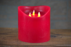 Red Non Drip Moving Flame 3 Wick LED Candle