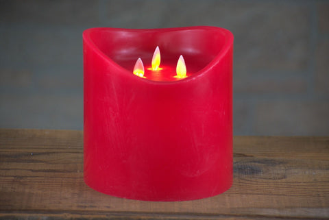 Red Non Drip Moving Flame 3 Wick LED Candle
