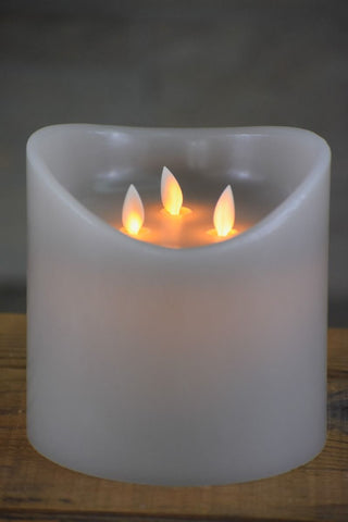 Gray Moving Flame 3 Wick LED Candle