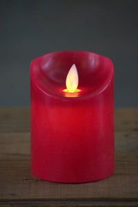 Red Timered Moving Flame LED Candle - 4"