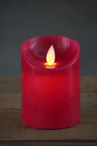 Red Timered Moving Flame LED Candle - 4"