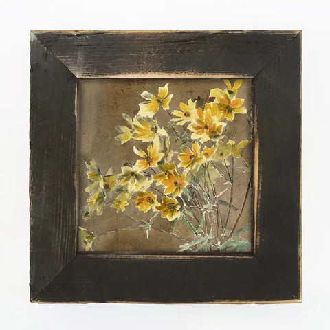 Vintage Wildflowers Framed Print Black