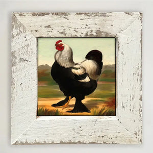 Black Rooster Framed Print 8"