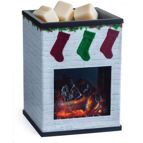 Illuminated Candle Warmer - Holiday Fireplace