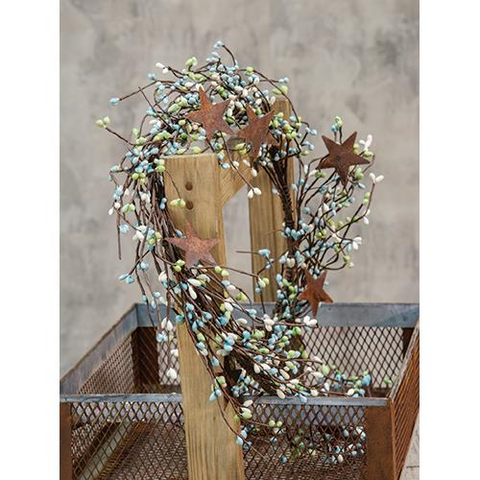 Pip Berry Garland With Stars, Seabreeze, 40"