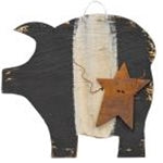Black & White Pig with Rusty Star