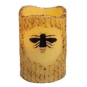 Bee Burnt Ivory Timer Pillar Candle