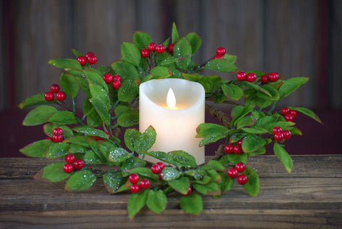Holly Berry 4.5in Candle Ring
