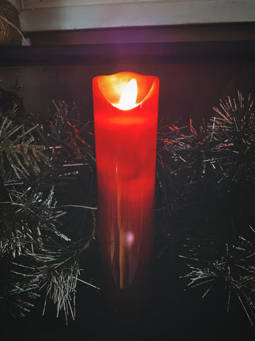 Slender Burgundy LED Flicker Candle