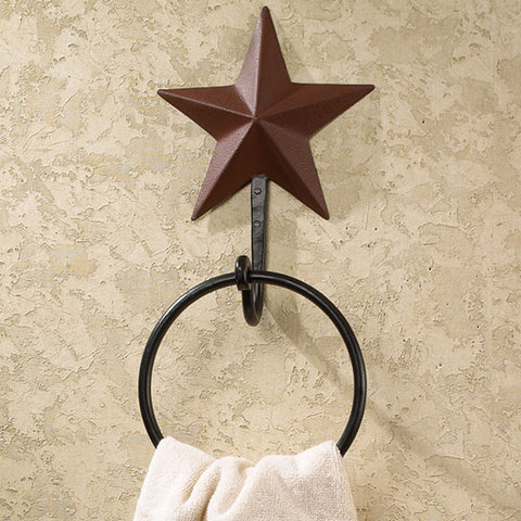 Burgundy Barn Star Towel Ring  6" X 12"