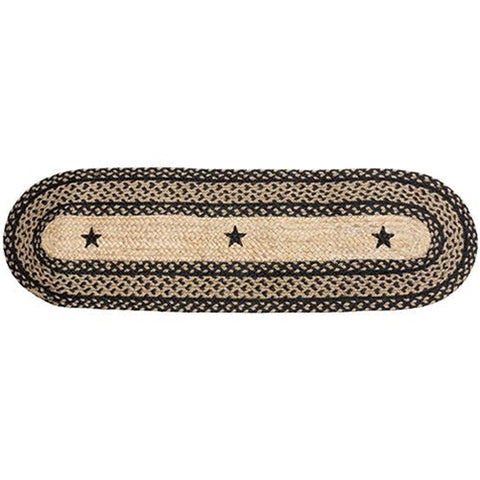 Braided Star Runner - Black - Jute