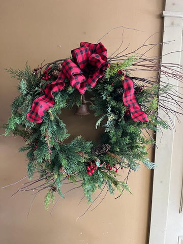 Holiday Christmas Wreath - Greens and twigs  ( In Store Only no ship)