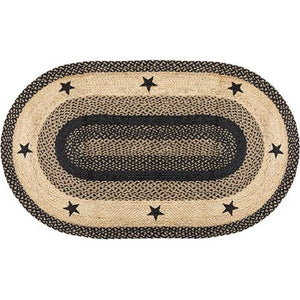 Braided Star Rug - Black   3' x 5'