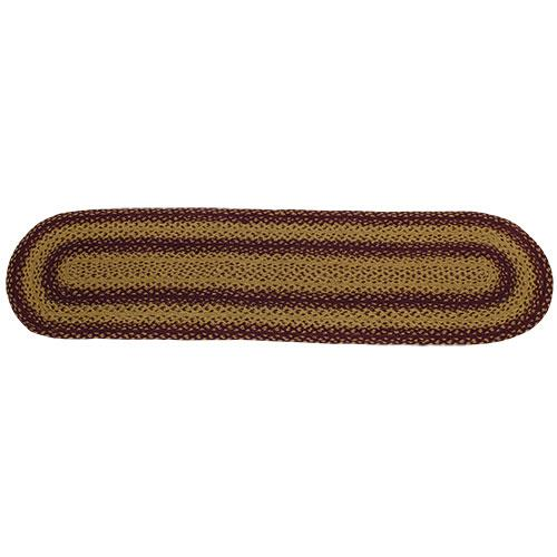 Braided Oval Runner  13 x 48 - Burgundy & Tan