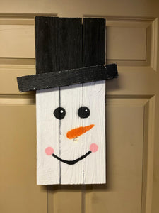 Handcrafted Snowman Door Hanger - 5" x 14"