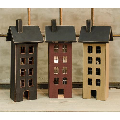 Primitive Saltbox Houses - Lighted