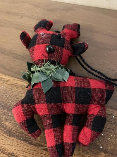 Reindeer Ornament - Buffalo Check