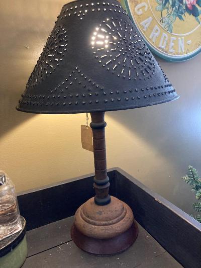 Primitive Lamp with Tin Shade