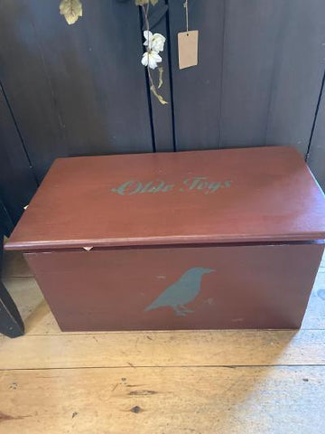 Toy Box  - Wooden - Plantation Red w/ Crow - Store Pickup Only