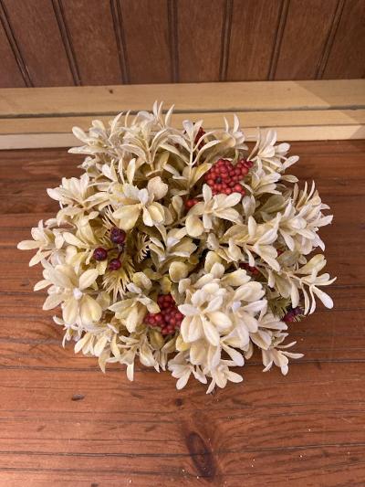 8" Wheat Boxwood Half Ball with Berries