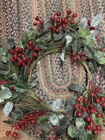 Wreath with Red Frosted Berries