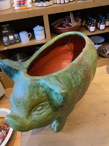 Large Green Pig Planter ( In Store Only)