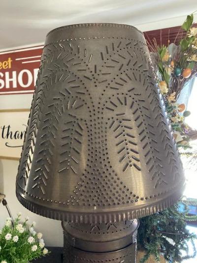 Tin Punched Lamp with Shade