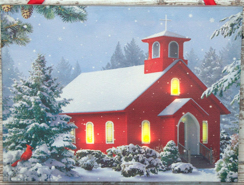 Red Church w/ 3 LED Lights