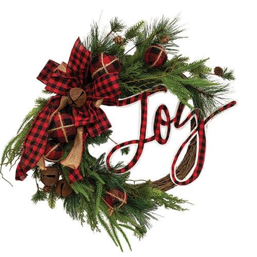 Buffalo Check Holiday Jingle Joy Wreath