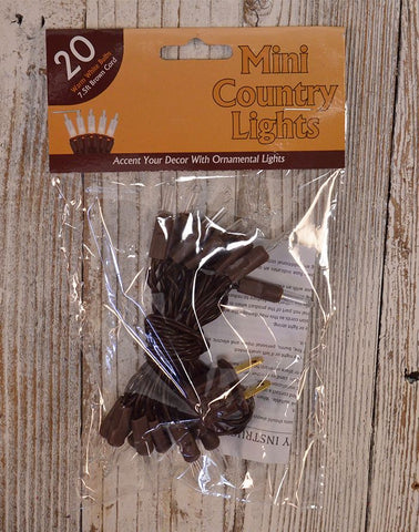Mini Country Strand, Brown Cord 20 Lights